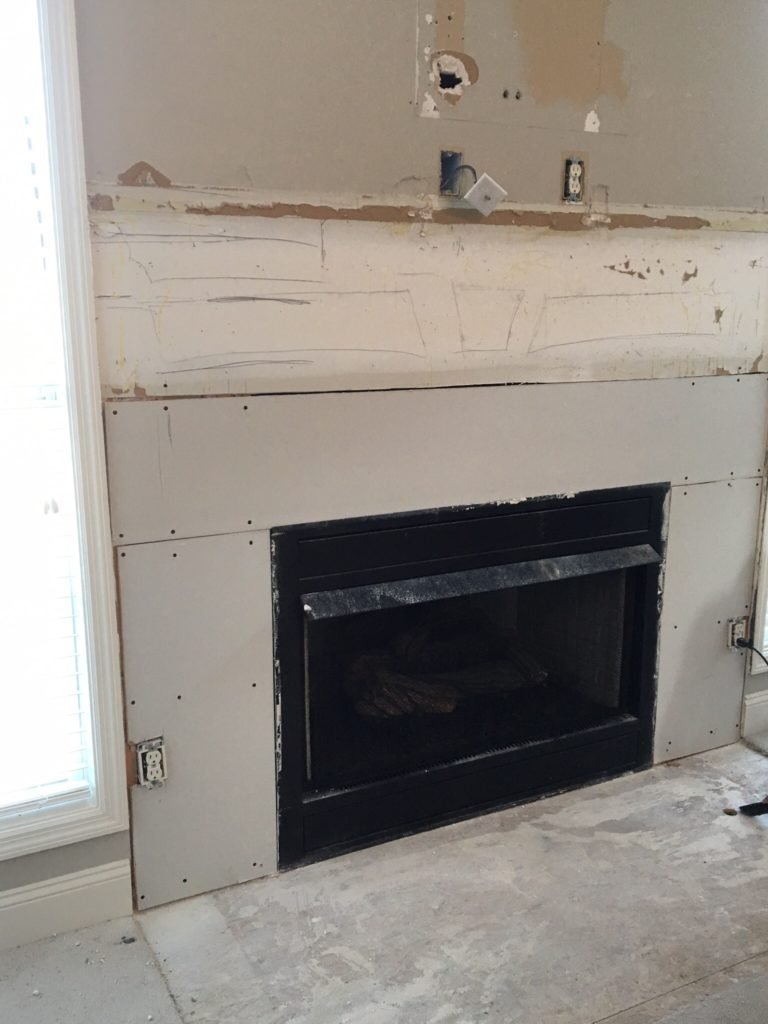 Shiplap and Herringbone Tile Fireplace Renovation