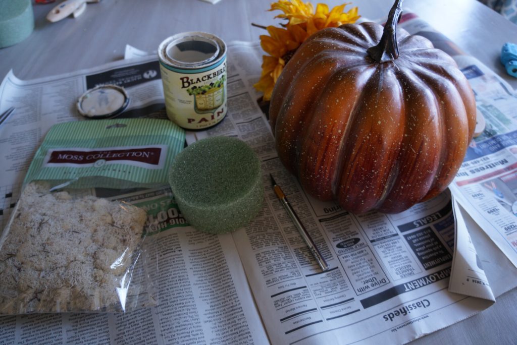 DIY ~ Painted Pumpkin with Sunflowers...an easy, cheap and quick ...