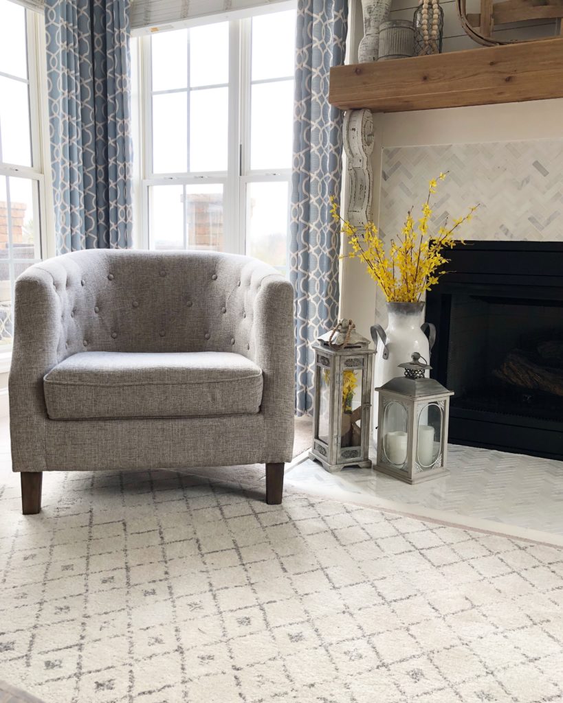 Spring Home Tour Living Room cozy corner chair Wilshire Collections