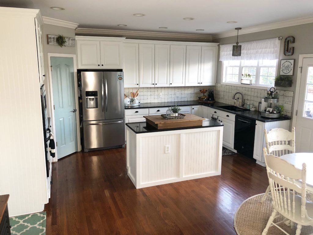 My Painted Kitchen Cabinet Makeover From Brown To White Full Kitchen View 1024x768 