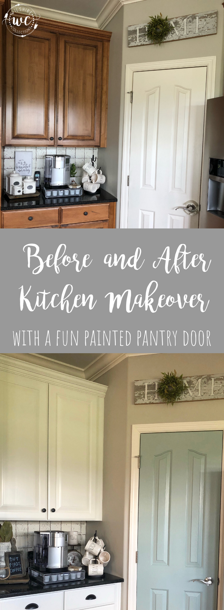 My Painted Kitchen Cabinet Makeover With A Fun Painted Pantry Door Before And After Pics  
