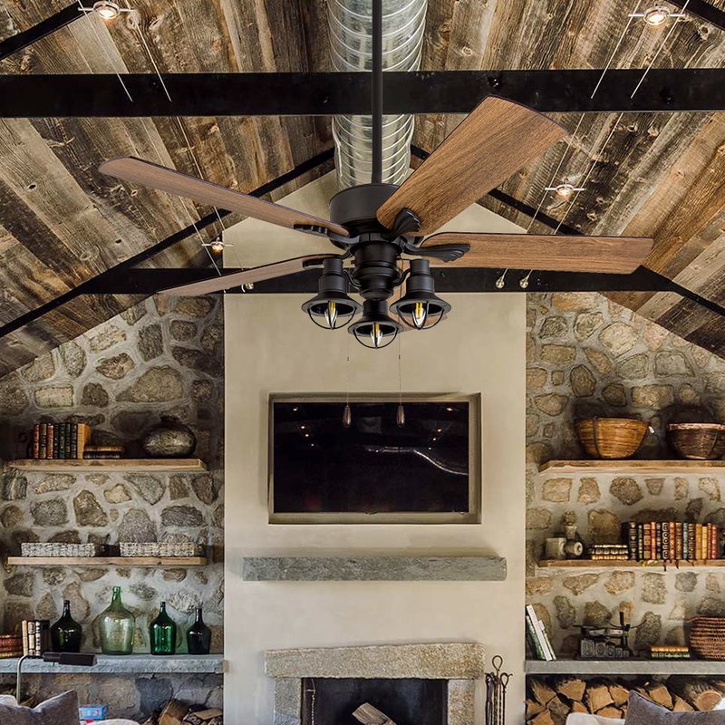 Farmhouse Ceiling Fan With A Industrial Vibe 