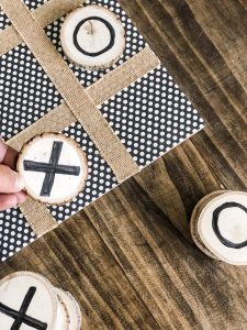 DIY Tic-Tac-Toe game with wood slice x and o