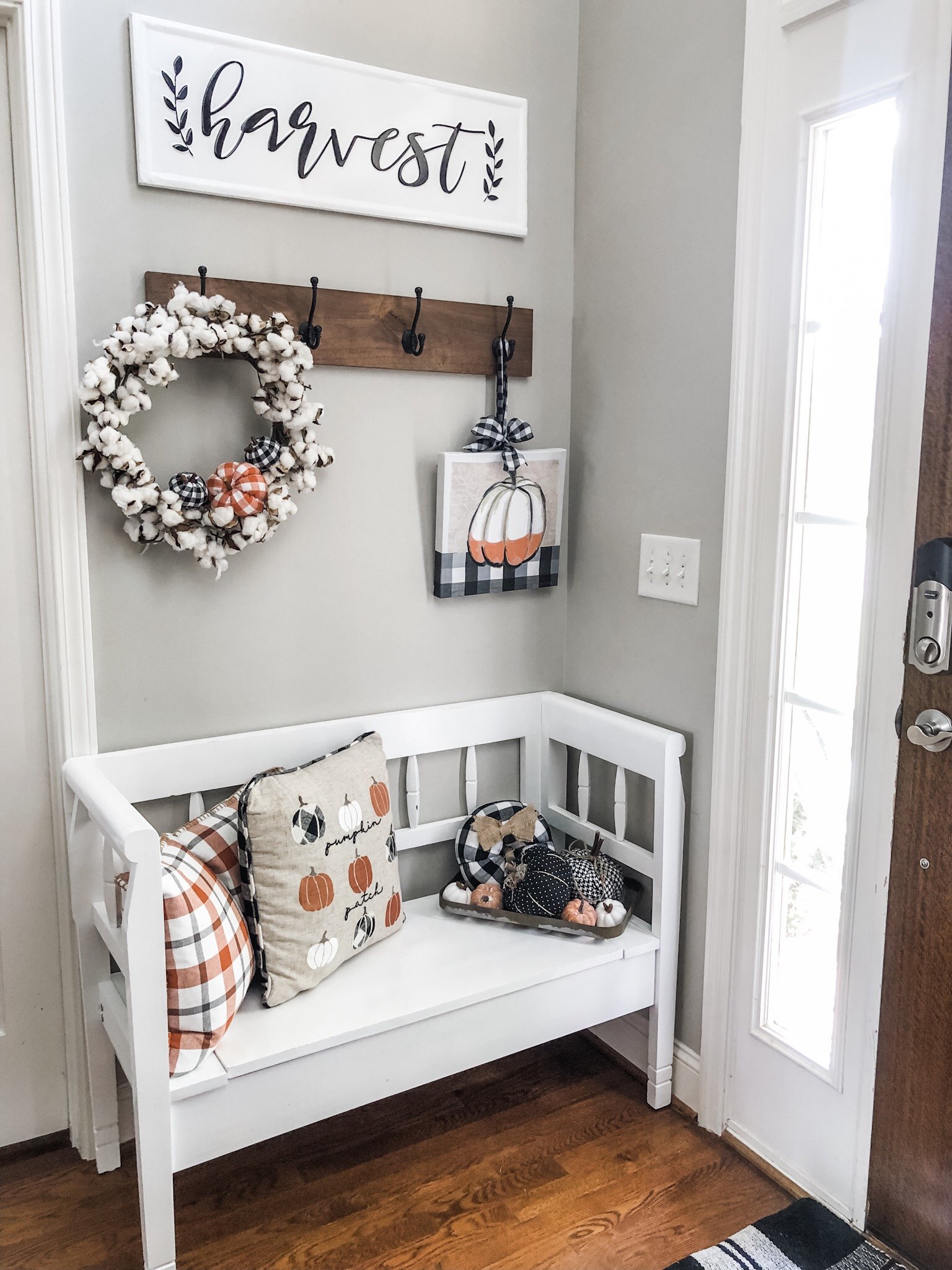Fall Buffalo Check Entry Way With Black White And Orange