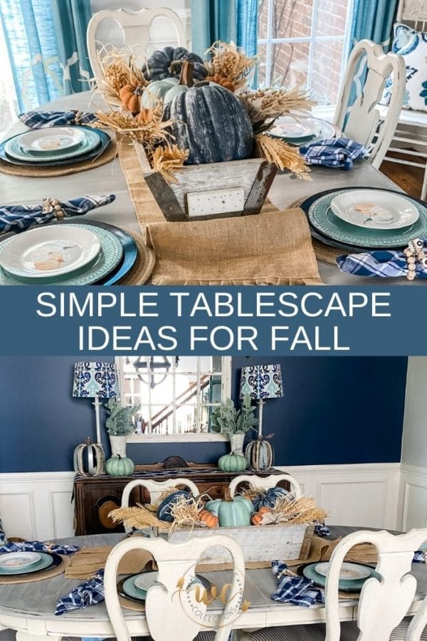 Simple fall tablescape ideas using Navy Blue - Wilshire Collections