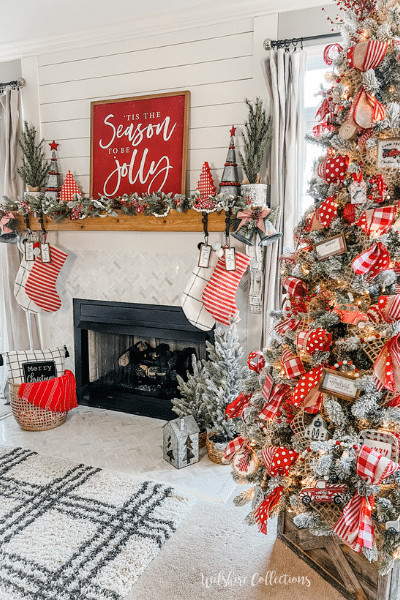 Cheerful Christmas mantel ideas using red and white! - Wilshire Collections