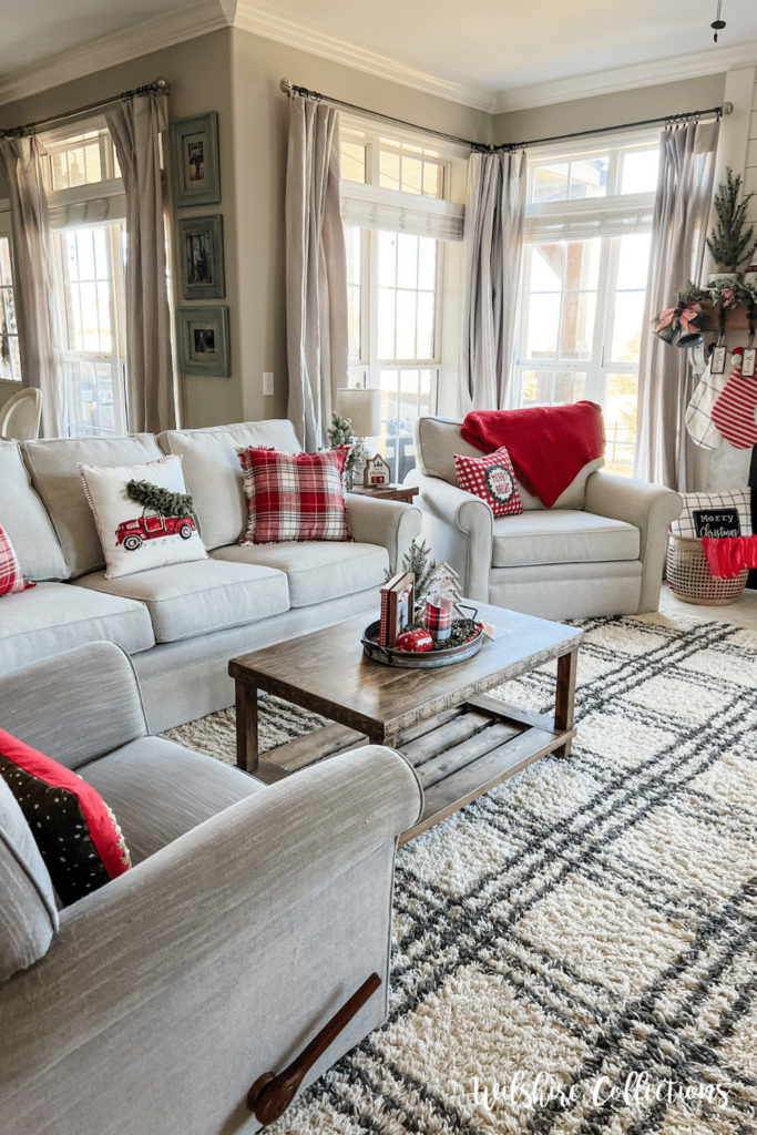Festive Christmas living room decor using red and white! - Wilshire ...